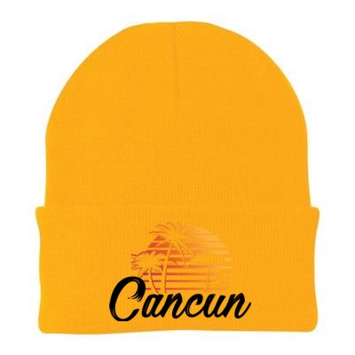 Cancun Mexico Beach Palm Tree Party Destination Gift Knit Cap Winter Beanie