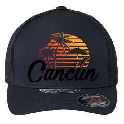 Cancun Mexico Beach Palm Tree Party Destination Gift Flexfit Unipanel Trucker Cap