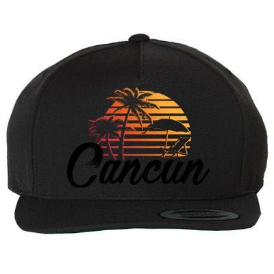 Cancun Mexico Beach Palm Tree Party Destination Gift Wool Snapback Cap