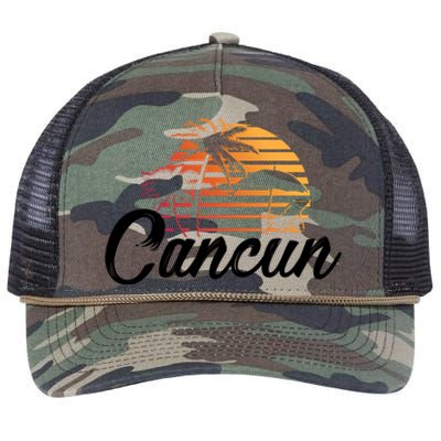 Cancun Mexico Beach Palm Tree Party Destination Gift Retro Rope Trucker Hat Cap