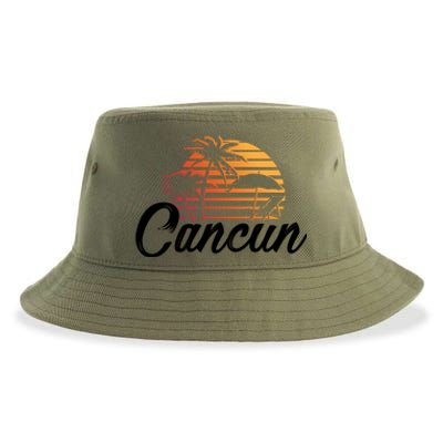 Cancun Mexico Beach Palm Tree Party Destination Gift Sustainable Bucket Hat