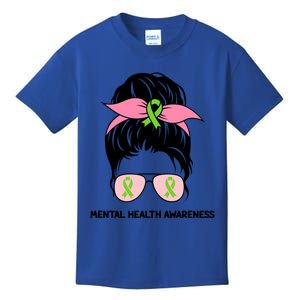 Cute Messy Bun Tal Health Awareness Mom Life Outfit Gift Kids T-Shirt