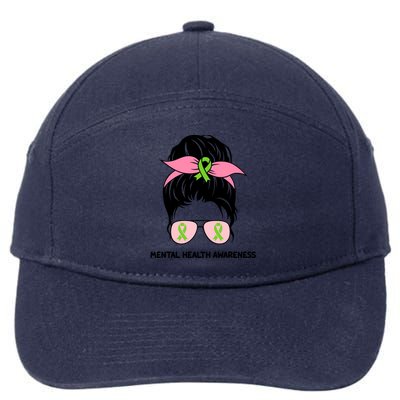 Cute Messy Bun Tal Health Awareness Mom Life Outfit Gift 7-Panel Snapback Hat