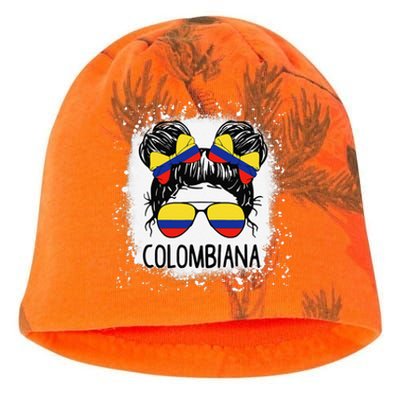 Colombian Messy Bun Patriotic Colombia Pride Kati - Camo Knit Beanie