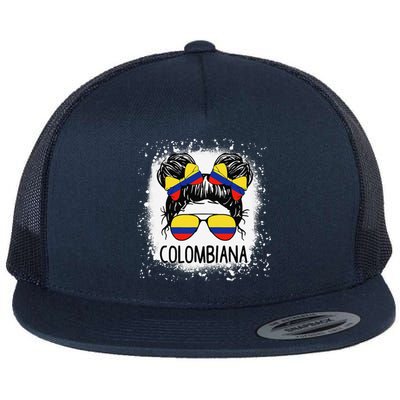 Colombian Messy Bun Patriotic Colombia Pride Flat Bill Trucker Hat