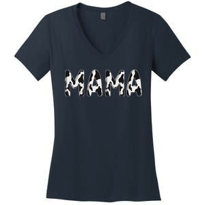 Cow Mama Birthday Family Matching Mothers Day Boy Girl Farm Women's V-Neck T-Shirt