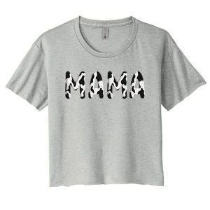 Cow Mama Birthday Family Matching Mothers Day Boy Girl Farm Women's Crop Top Tee