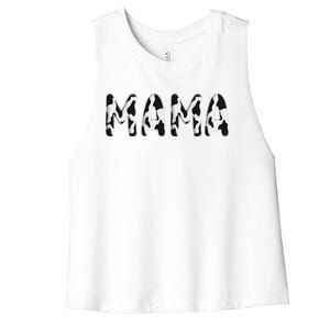 Cow Mama Birthday Family Matching Mothers Day Boy Girl Farm Women's Racerback Cropped Tank