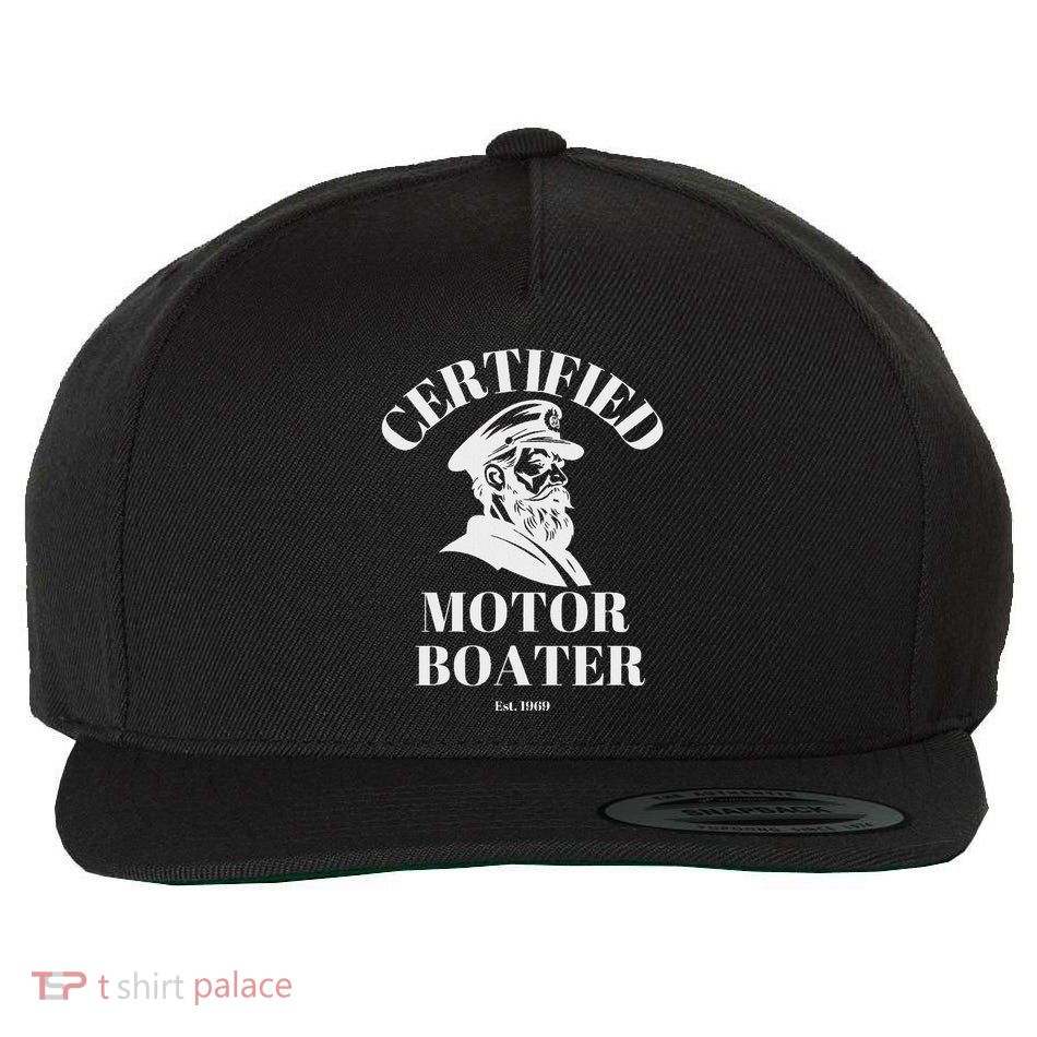 Certified Motor Boater Sailor Ship Boat Captain Wool Snapback Cap