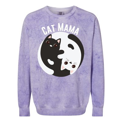 Cat Mama Black And White Cats Ying & Yang Cat Lover Cat Mom Cat Parent Cat Owner Colorblast Crewneck Sweatshirt