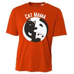 Cat Mama Black And White Cats Ying & Yang Cat Lover Cat Mom Cat Parent Cat Owner Cooling Performance Crew T-Shirt