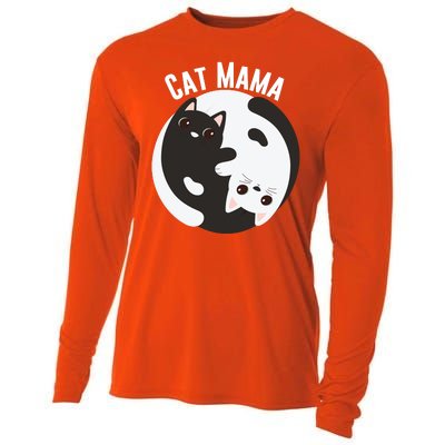 Cat Mama Black And White Cats Ying & Yang Cat Lover Cat Mom Cat Parent Cat Owner Cooling Performance Long Sleeve Crew