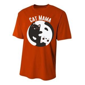 Cat Mama Black And White Cats Ying & Yang Cat Lover Cat Mom Cat Parent Cat Owner Performance Sprint T-Shirt