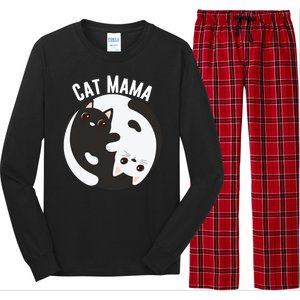 Cat Mama Black And White Cats Ying & Yang Cat Lover Cat Mom Cat Parent Cat Owner Long Sleeve Pajama Set