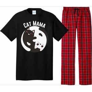 Cat Mama Black And White Cats Ying & Yang Cat Lover Cat Mom Cat Parent Cat Owner Pajama Set