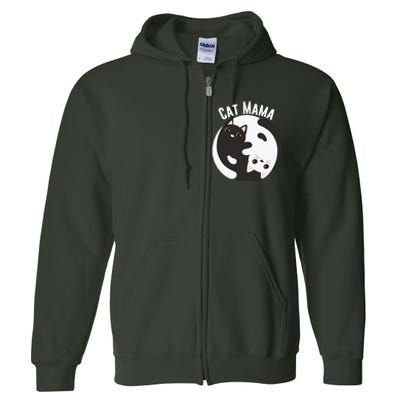 Cat Mama Black And White Cats Ying & Yang Cat Lover Cat Mom Cat Parent Cat Owner Full Zip Hoodie