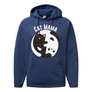 Cat Mama Black And White Cats Ying & Yang Cat Lover Cat Mom Cat Parent Cat Owner Performance Fleece Hoodie