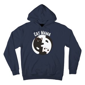 Cat Mama Black And White Cats Ying & Yang Cat Lover Cat Mom Cat Parent Cat Owner Hoodie