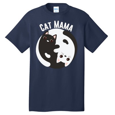 Cat Mama Black And White Cats Ying & Yang Cat Lover Cat Mom Cat Parent Cat Owner Tall T-Shirt