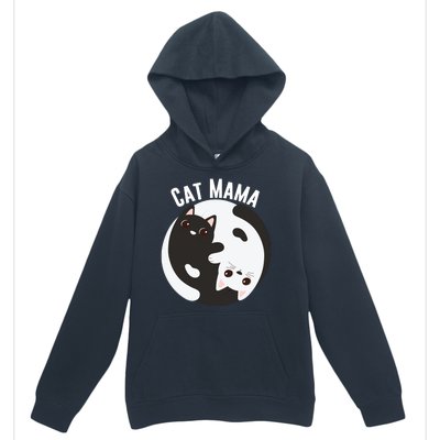 Cat Mama Black And White Cats Ying & Yang Cat Lover Cat Mom Cat Parent Cat Owner Urban Pullover Hoodie