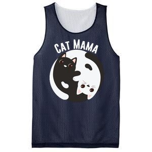 Cat Mama Black And White Cats Ying & Yang Cat Lover Cat Mom Cat Parent Cat Owner Mesh Reversible Basketball Jersey Tank