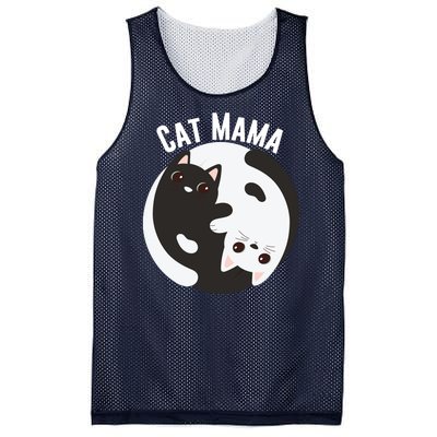 Cat Mama Black And White Cats Ying & Yang Cat Lover Cat Mom Cat Parent Cat Owner Mesh Reversible Basketball Jersey Tank