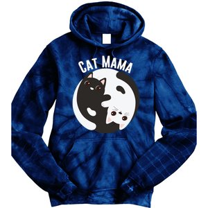 Cat Mama Black And White Cats Ying & Yang Cat Lover Cat Mom Cat Parent Cat Owner Tie Dye Hoodie