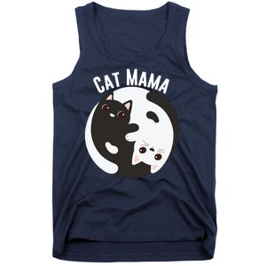 Cat Mama Black And White Cats Ying & Yang Cat Lover Cat Mom Cat Parent Cat Owner Tank Top