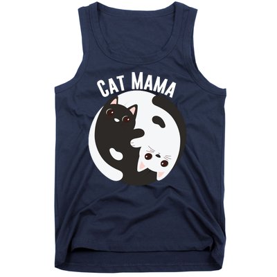 Cat Mama Black And White Cats Ying & Yang Cat Lover Cat Mom Cat Parent Cat Owner Tank Top