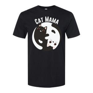 Cat Mama Black And White Cats Ying & Yang Cat Lover Cat Mom Cat Parent Cat Owner Softstyle CVC T-Shirt