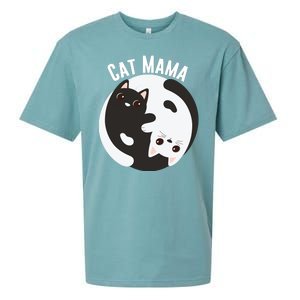 Cat Mama Black And White Cats Ying & Yang Cat Lover Cat Mom Cat Parent Cat Owner Sueded Cloud Jersey T-Shirt