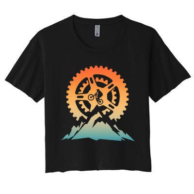 Cute Mountain Bike Art Offroad Mountain Biking Women's Crop Top Tee