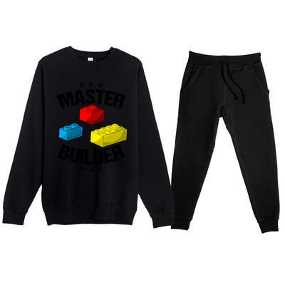 Cool Master Builder Funny Building Blocks Gift Gift Premium Crewneck Sweatsuit Set