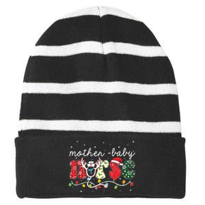 Christmas Mother Baby Nurses Wrap The Best Gifts Striped Beanie with Solid Band