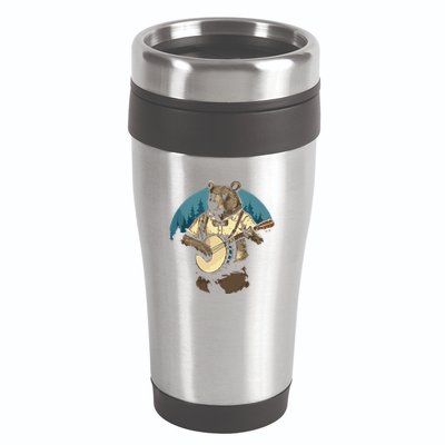 Country Music Bear Banjo Player Awesome Folk 16oz Travel Tumbler