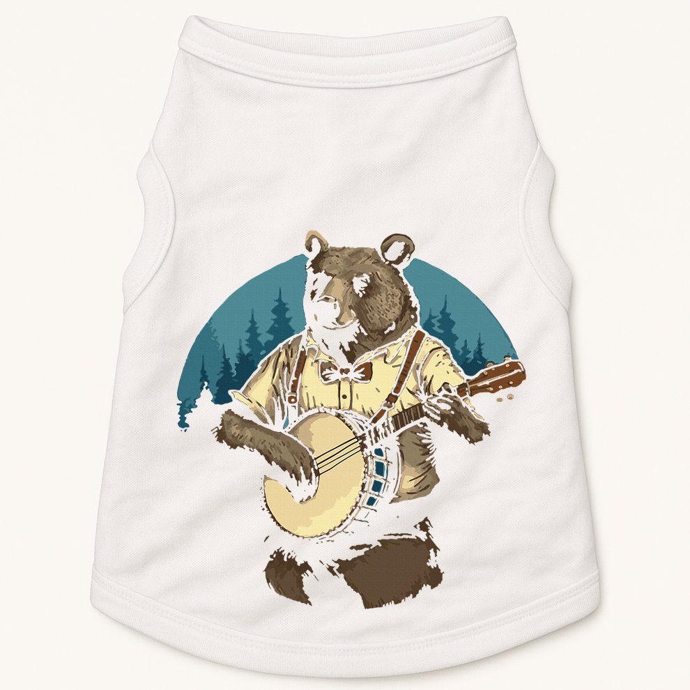 Country Music Bear Banjo Player Awesome Folk Doggie Tank
