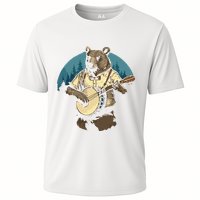 Country Music Bear Banjo Player Awesome Folk Cooling Performance Crew T-Shirt