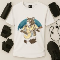 Country Music Bear Banjo Player Awesome Folk Cooling Performance Crew T-Shirt