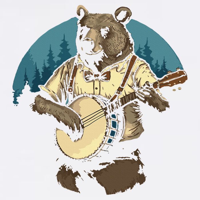 Country Music Bear Banjo Player Awesome Folk Cooling Performance Crew T-Shirt