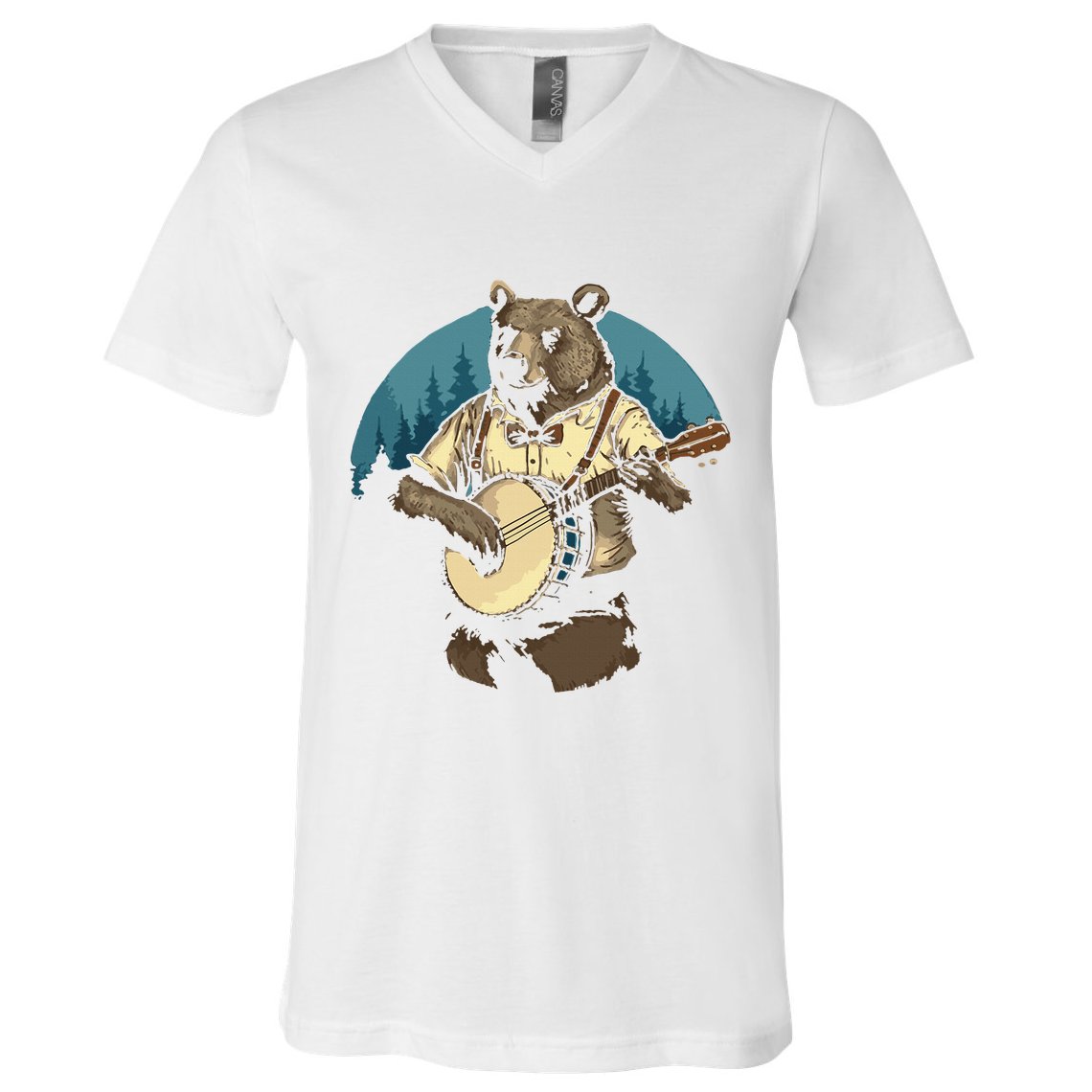 Country Music Bear Banjo Player Awesome Folk V-Neck T-Shirt