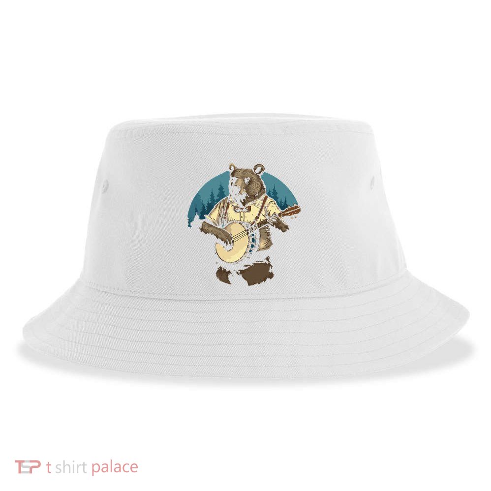 Country Music Bear Banjo Player Awesome Folk Sustainable Bucket Hat