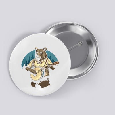 Country Music Bear Banjo Player Awesome Folk Button