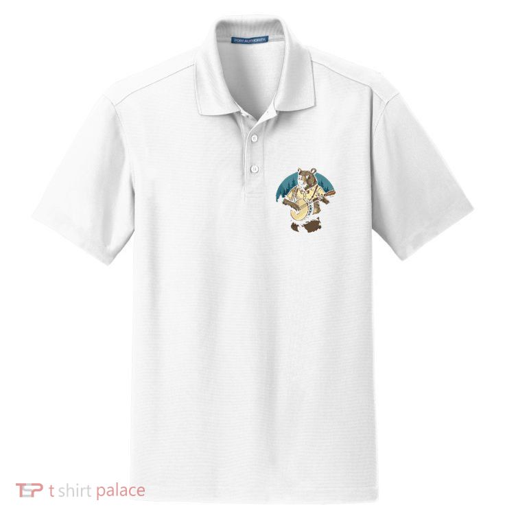 Country Music Bear Banjo Player Awesome Folk Dry Zone Grid Polo
