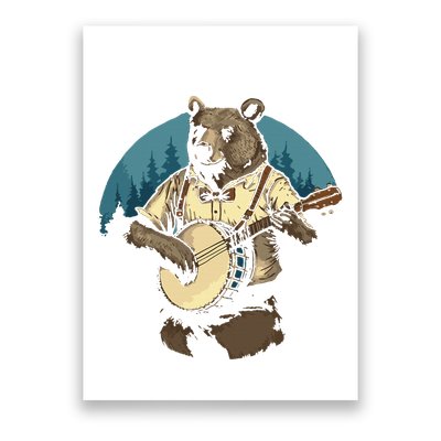 Country Music Bear Banjo Player Awesome Folk Poster
