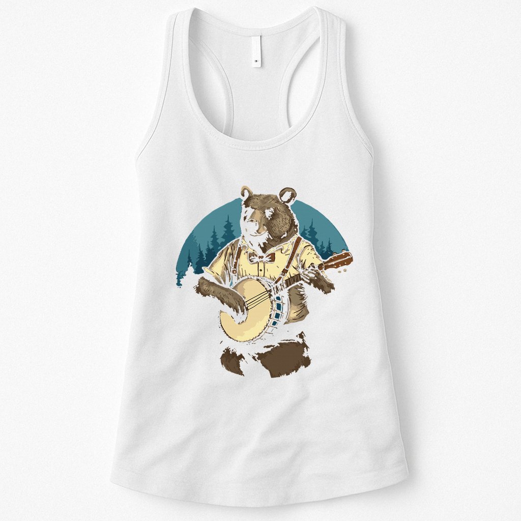 Country Music Bear Banjo Player Awesome Folk Womens Tank Top