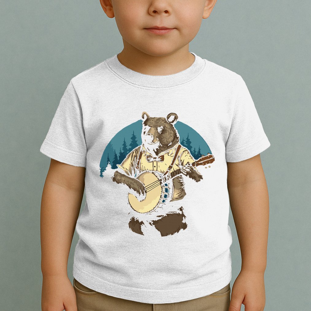 Country Music Bear Banjo Player Awesome Folk Toddler T-Shirt