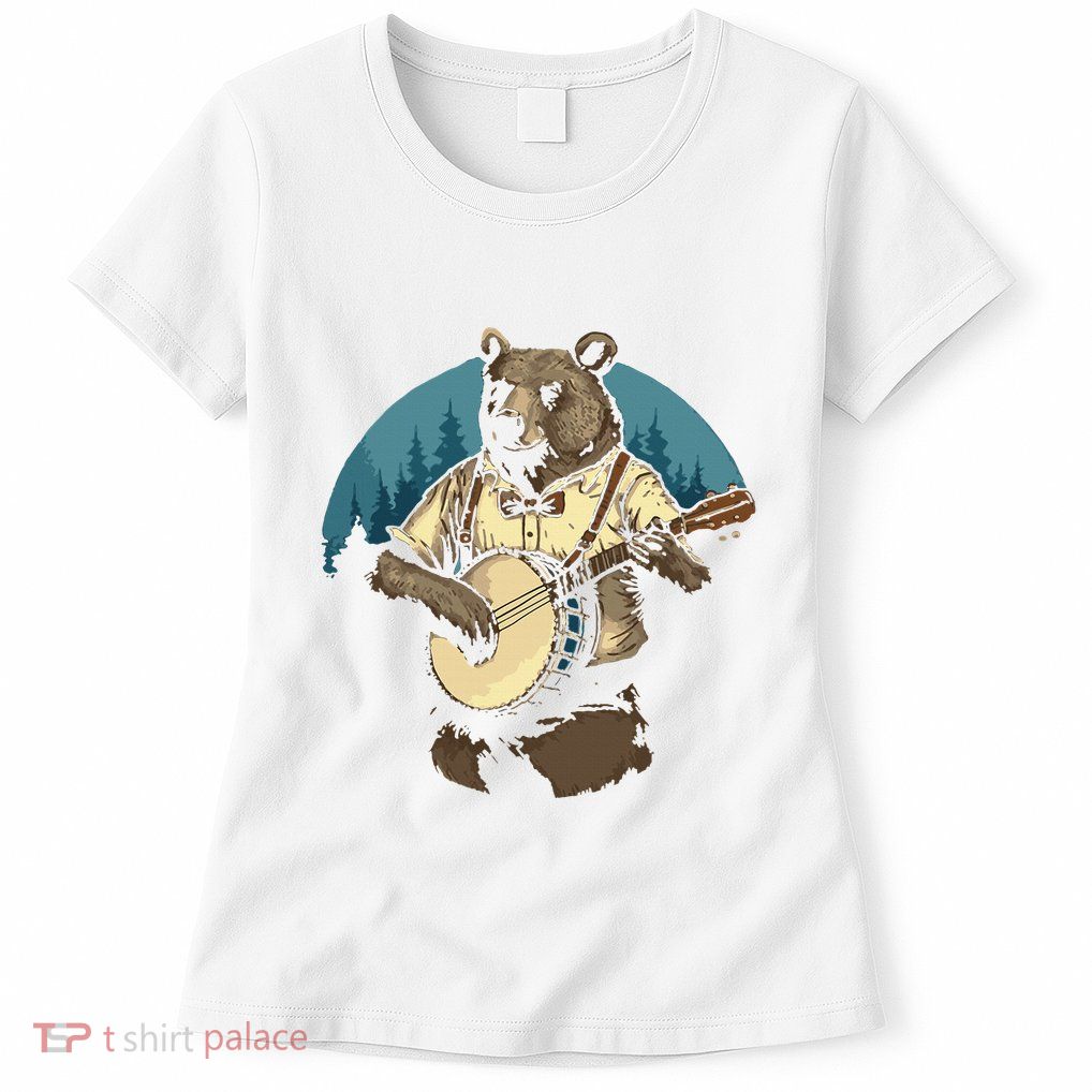 Country Music Bear Banjo Player Awesome Folk Womens T-Shirt