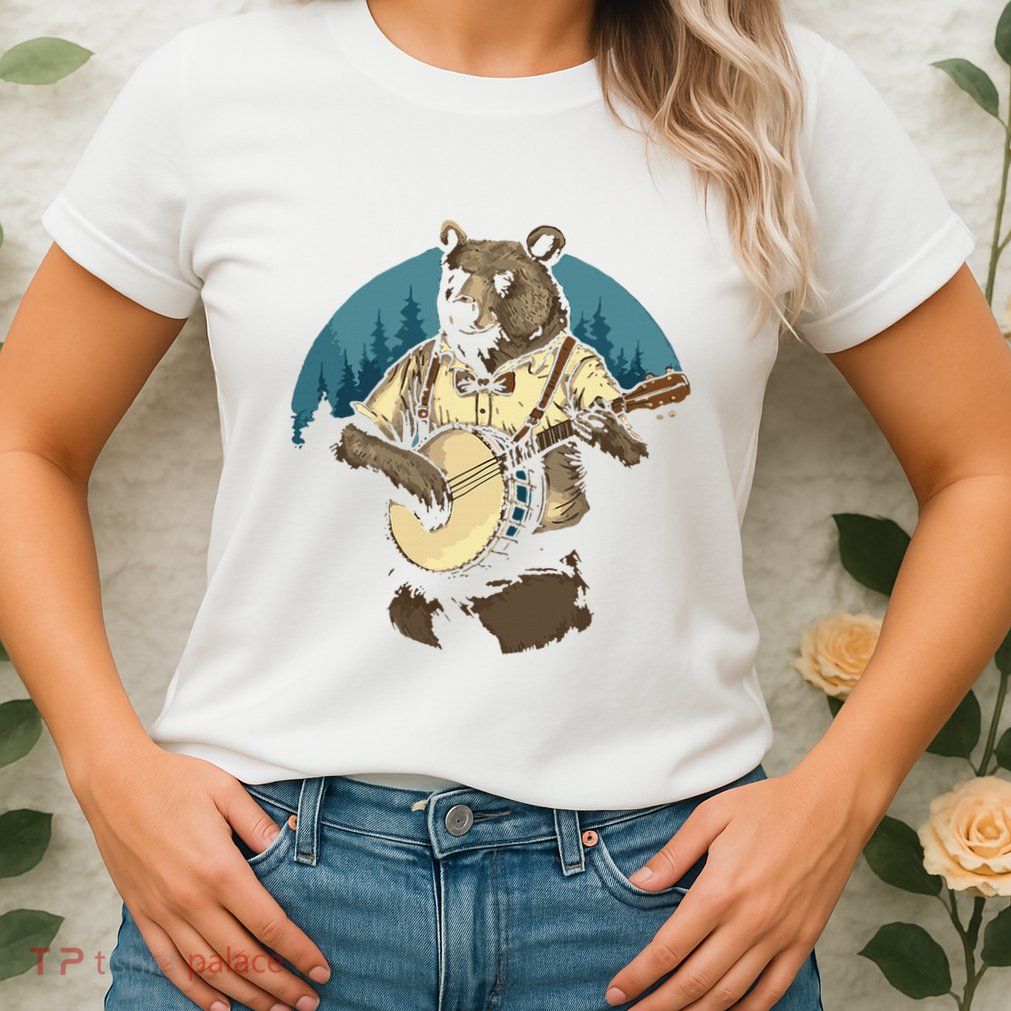 Country Music Bear Banjo Player Awesome Folk Womens T-Shirt