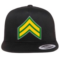 Corporal Military Badge Flat Bill Trucker Hat