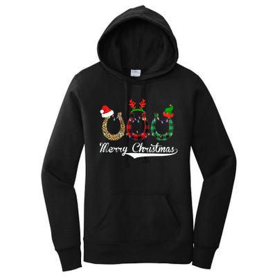 Celebrate Merry Christmas Leopard Plaid Santa Hat Horse Women's Pullover Hoodie